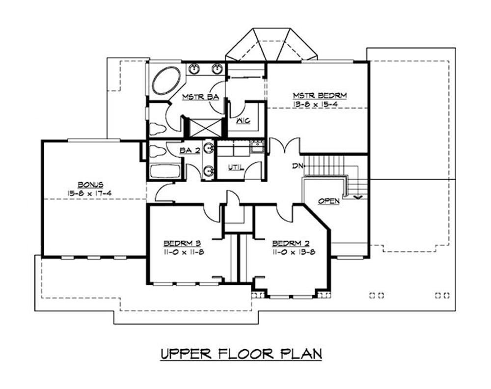 Floor Plan Second Story of Ranch Plan #115-1014